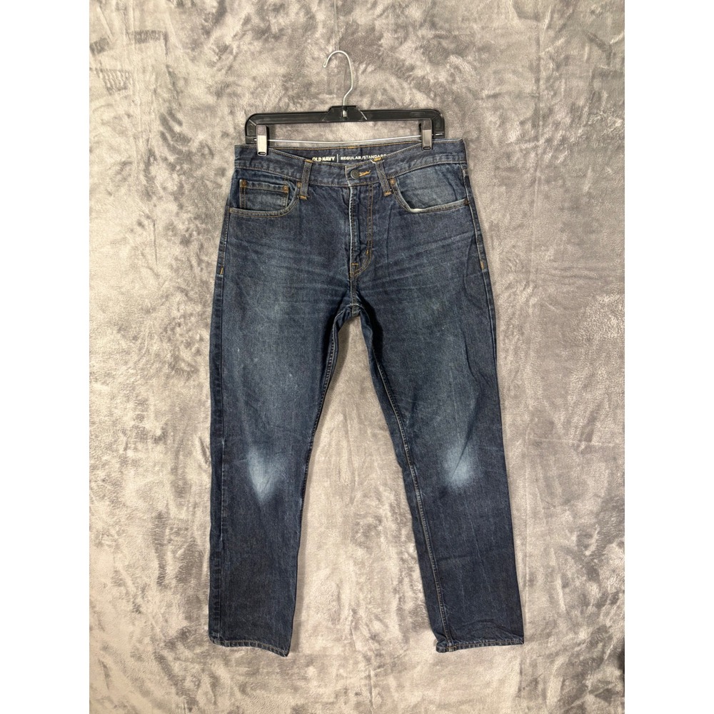Old Navy Regular Standard Mens Dark Wash Straight Leg Denim Jeans 33x29